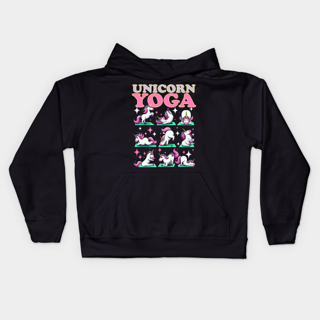 Yoga Unicorn Funny Cute Magical Namaste Meditation Kids Hoodie by DigitalNerd